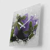 Horloge Carrée Deux volets violets (Angle)