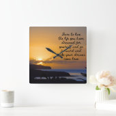 Horloge Carrée Devis Inspiration Sunset (Maison)