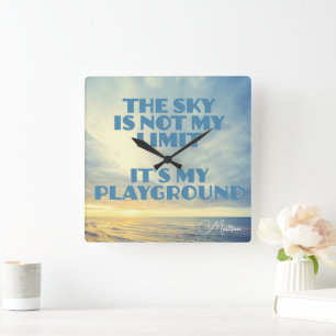 Horloge Carrée Devis Sky de nom personnalisé
