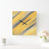 Horloge Carrée Diagonale gris et jaune Abstrait (Maison)