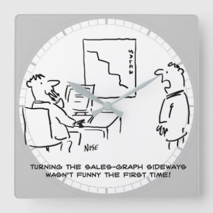 Horloge Carrée Diagramme des ventes Office tourné latéralement