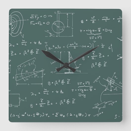 Horloge Carrée Diagrammes et formules de physique (Recto)