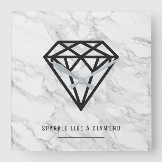 Horloge Carrée Diamant avec du marbre (Recto)