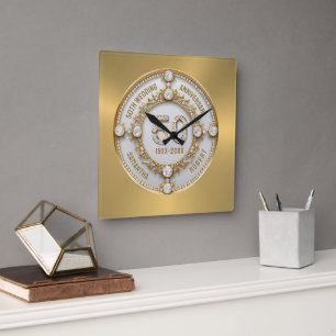 Horloge Carrée Diamants Glam White 50e anniversaire de mariage