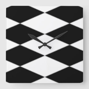HORLOGE CARRÉE DIAMANTS NOIRS ET BLANCS
