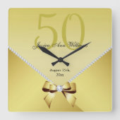 Horloge Carrée Diamants romantiques et Bow or 50e anniversaire (Recto)