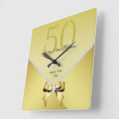 Horloge Carrée Diamants romantiques et Bow or 50e anniversaire (Angle)