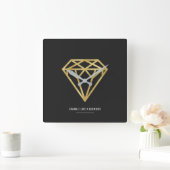 Horloge Carrée Diamond d'or (Maison)