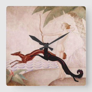 Horloge Carrée Diana l'horloge d'art déco de chasseuse