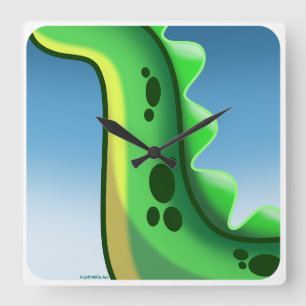 Horloge Carrée DINOSAUR MYSTÉRIEUX LONG NECK par Jeff Willis Art