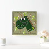 Horloge Carrée Dinosaure (Maison)
