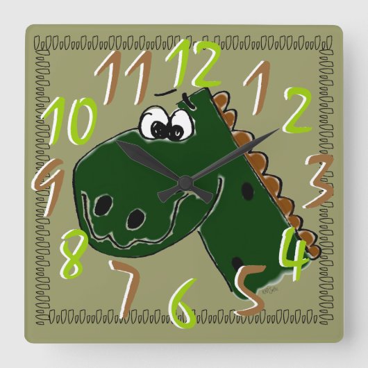 Horloge Carrée Dinosaure (Recto)