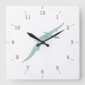 Horloge Carrée Dinosaure bleu 4 de ptérodactyle (Recto)