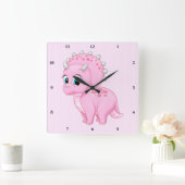 Horloge Carrée Dinosaure de Cute Baby Pink (Maison)