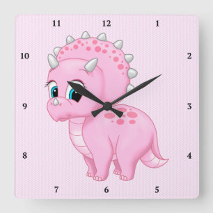 Horloge Carrée Dinosaure de Cute Baby Pink