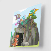 Horloge Carrée Dinosaure et amis personnalisés (Angle)