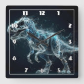 Horloge Carrée Dinosaure éthérique dans un cadre mystique (Recto)