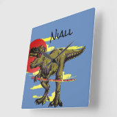 Horloge Carrée Dinosaure tendance (Angle)