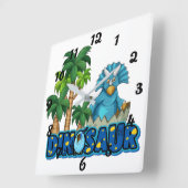 Horloge Carrée Dinosaures (Angle)