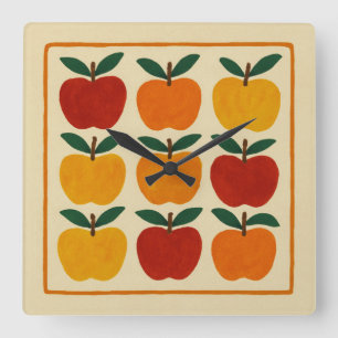 Horloge Carrée Disposition de pommes joyeuse