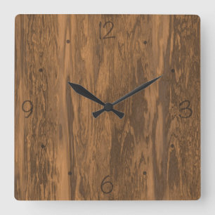 Horloge Carrée Distressed wood pattern clock