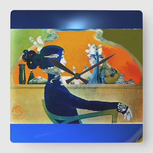 HORLOGE CARRÉE DIVA EN BLEU (Recto)