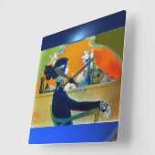 HORLOGE CARRÉE DIVA EN BLEU (Angle)