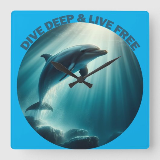 Horloge Carrée Dive Deep Live Dolphin gratuit (Recto)