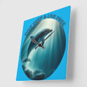 Horloge Carrée Dive Deep Live Dolphin gratuit (Angle)