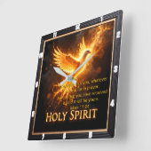 Horloge Carrée Divine Flame Holy Spirit Message Mark 11:24 Verse (Angle)