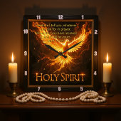 Horloge Carrée Divine Flame Holy Spirit Phoenix Mark 11:24 Verse
