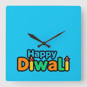 Horloge Carrée Diwali – La fête colorée de la lumière et de la jo