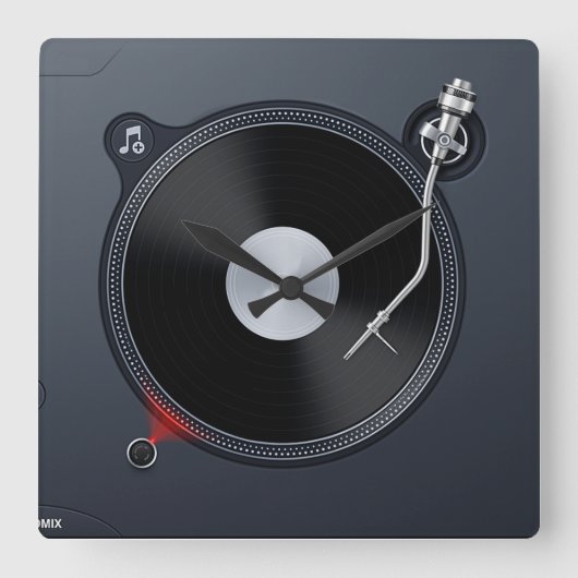 Horloge Carrée DJ turntable Wall Clock (Recto)