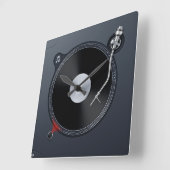 Horloge Carrée DJ turntable Wall Clock (Angle)