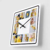 Horloge Carrée do-it-yourself Personnalisé 12 Photo Collage Modèl (Angle)