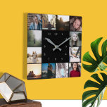 Horloge Carrée do-it-yourself Personnalisé 12 Photo Collage Modèl<br><div class="desc">12 Photo et Modèle de texte .. simplement ajouter vos propres photos à cette grande horloge murale .. facile à personnaliser .. personnalisable horloge modèle photo de Ricaso - idéal cadeaux-idées</div>