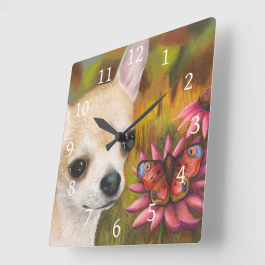 Horloge Carrée Dog 85 Chihuahua (Angle)