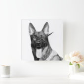 Horloge Carrée Dog german shepherd animal pet photo black (Maison)