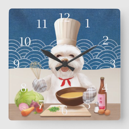 Horloge Carrée Dog In Chef Hat Soup Square Wall Clock (Recto)