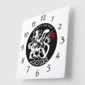 Horloge Carrée Dog Papercut Chinese New year Zodiac Birthday BWC (Angle)