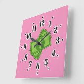 Horloge Carrée Dollar de l'argent du dessin (Angle)