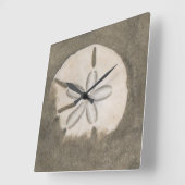 Horloge Carrée dollar de sable (Echinarachnius parma) (Angle)