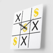 Horloge Carrée Dollar Tic Tac Toe (Angle)