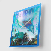 HORLOGE CARRÉE DOLPHIN BLUE OCEAN DIVERS (Angle)