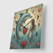 Horloge Carrée Dolphin Love 1 (Angle)