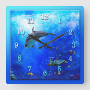 Horloge Carrée Dolphin World WIND