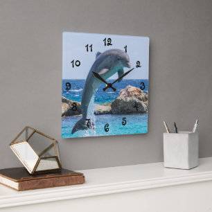 Horloge Carrée Dolphine jump