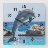 Horloge Carrée Dolphine jump (Recto)