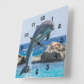 Horloge Carrée Dolphine jump (Angle)