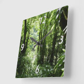 Horloge Carrée Dominicain Forêt de pluie II Vert tropical (Angle)